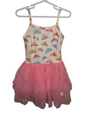The Magic Box Disney Princess Crown Tutu Twirl Athletic Dress Pink Tulle 3/4